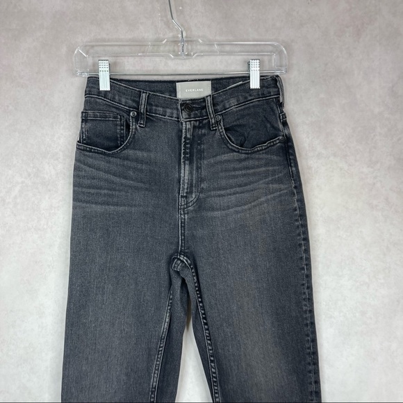Everlane High Rise Ankle Stretch Slim Straight Jeans Washed Out Black Size 26 - Picture 2 of 8